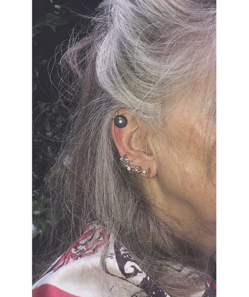 Flared Doric Ear Cuff with Tahitian Black Pearl